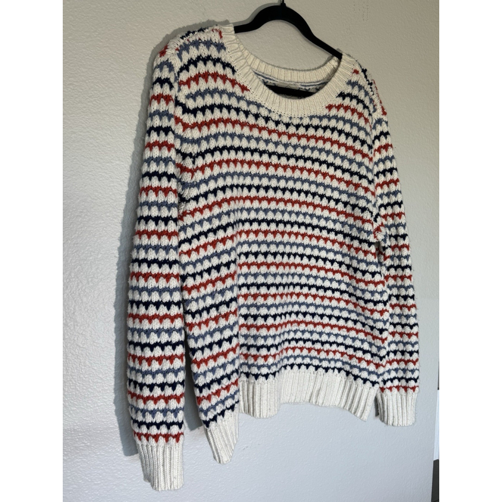 St. John’s Bay Chunky Knit Sweater XL Multicolored Striped Grandpa Style Retro - Picture 4 of 8